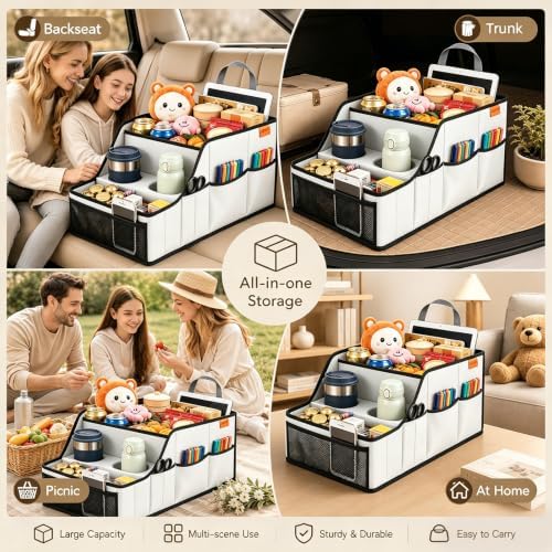 Car Seat Organizer Back Front Captains Seats Storage Travel - Image 7