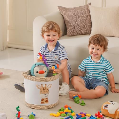 Toy Basket for Baby Laundry Hamper Blanket Baskets Cute Giraffe Nursery Hampers - Image 3