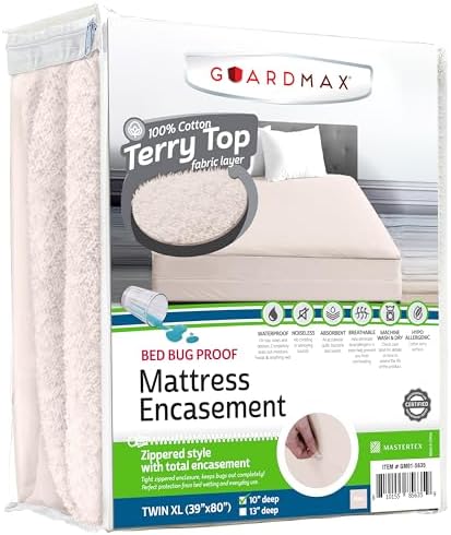 Guardmax Twin XL Mattress Encasement Zippered, 100% Waterproof Mattress by Guardmax