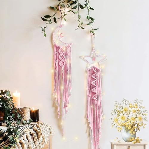 Tarklanda Moon Star Dream Catcher Decor, Macrame Wall Hanging Boho Home Decor by Tarklanda