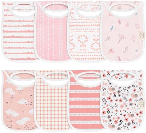 KeaBabies 8-Pack Bibs for Baby Girls, Pullover Baby Bibs by KeaBabies