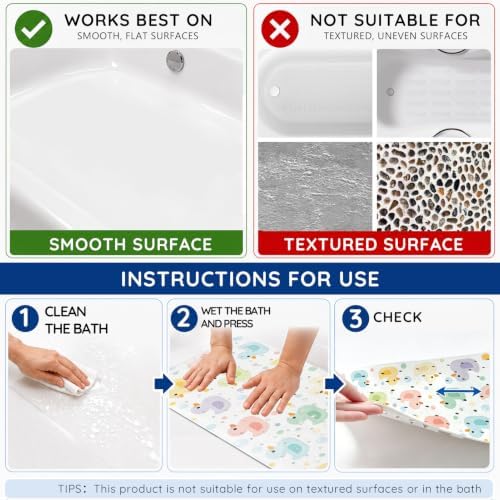 Kids Bathtub Mat Non Slip, 40 x 16 Inch Tub Mat - Image 7