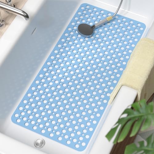 HITSLAM Bathtub Mat Non Slip, 35 x 16 Inch Long TPE Bath Mat by HITSLAM