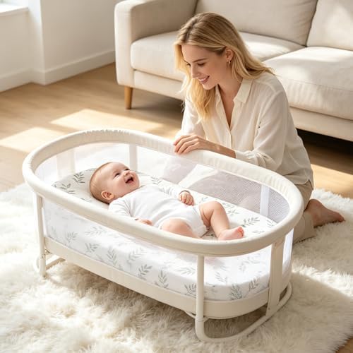 Organic Baby Bassinet Sheets Soft 2 Pack 33”x17” Fitted Mattress Pad Cover - Image 2