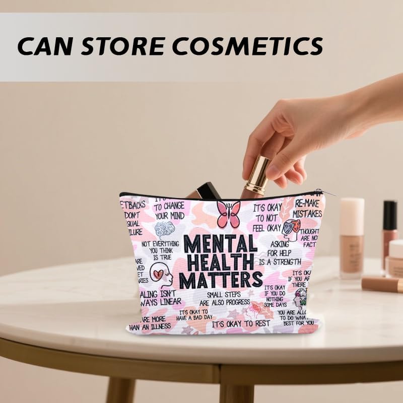 Positive Mental Health Makeup Bags Inspirational Encouragement Travel Cosmetic - Image 4