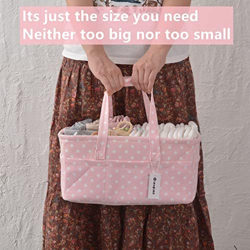 Pink Diaper Caddy Organizer for Baby Girl-Large Portable Diaper Caddy Basket - Image 6
