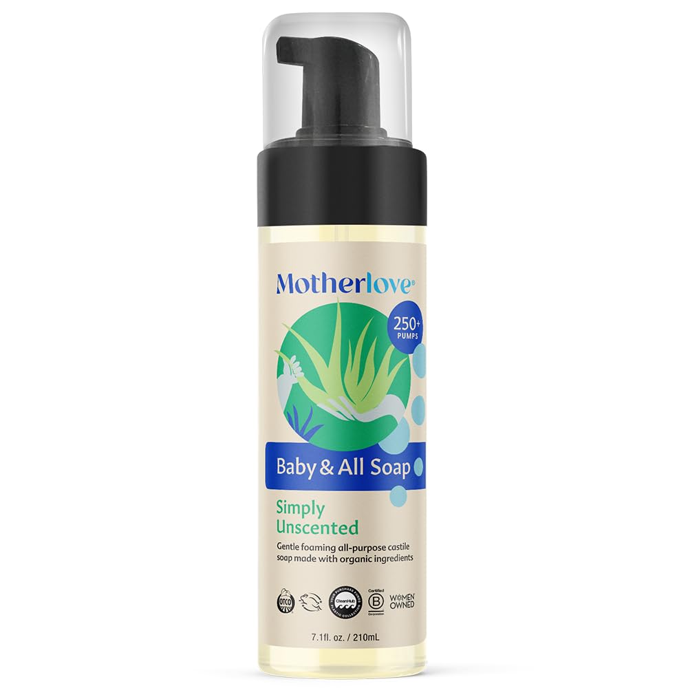 Motherlove Baby & All Soap (7.1 oz) Gentle Foaming All-Purpose Castile Soap Made with Organic Ingredients – Simply Unscented