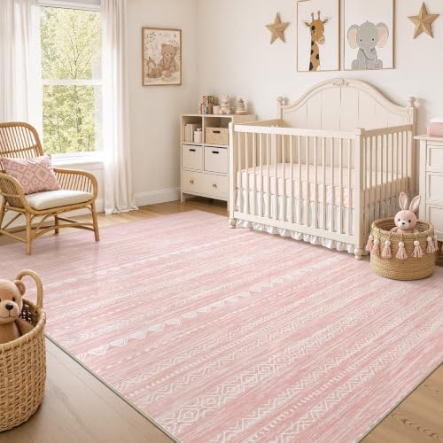 Nakagishi Boho 4x6 Pink Area Rug Living Room Rugs Machine Washable by NakagishiAreaRug