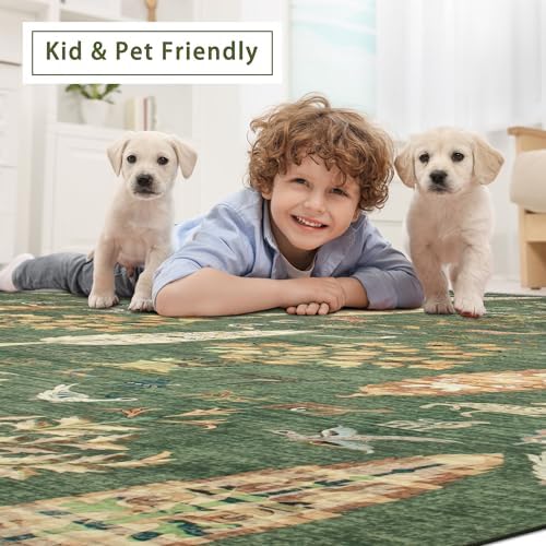 Washable Rugs 8x10 Area Rug for Living Room, Dining Room-Tree Green - Image 6