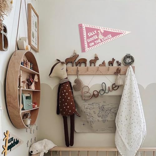 Pink Nursery Playroom Wall Decor Silly Goose Pennant Banner Flags - Image 3