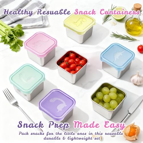 Tanjiae 6-Pack Small Stainless Steel Snack Containers - Image 4