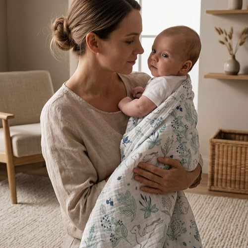 Muslin Swaddle Blankets for Newborn, 3 Pack Breathable Soft Receiving Blanket - Image 3