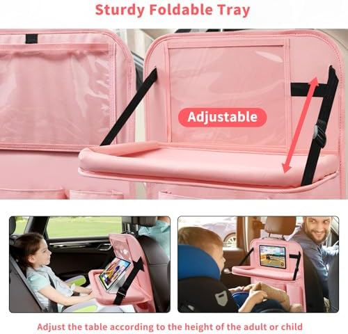 Car Backseat Organizer with Tray, Seat Back Table Holder with 6 Storage Pockets - Image 4