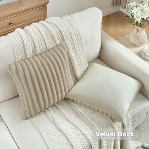 FUTEI Pack of 2 Faux Fur Throw Pillow Covers 16x16 Inch - Image 4