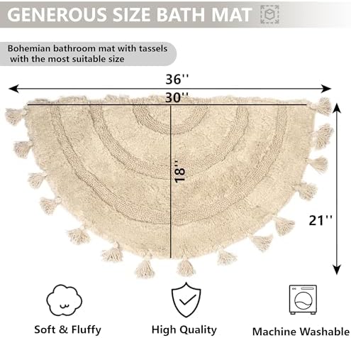 KOEXM Half Circle Boho Bathroom Rugs - Image 2