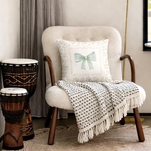 CoquetteSage Green Bow Floral French Country Pillow Covers 18x18, Floral Grand - Image 4