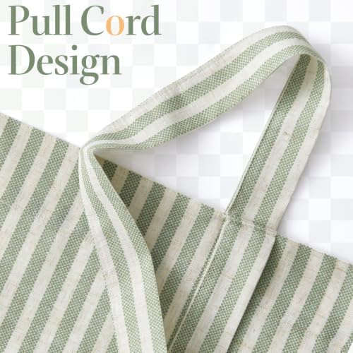 jinchan Linen Boxter Striped Kitchen Valances Sage Green 18 inch 2 Panels - Image 6