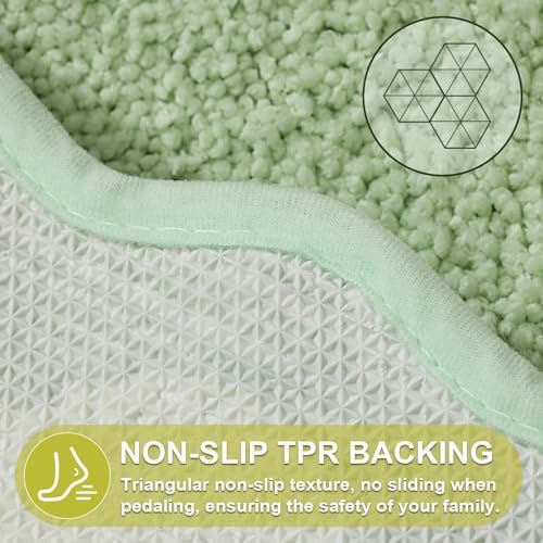 ORTIGIA Long Cute Scalloped Bathroom Rugs Runner, Fun Green Plush Microfiber - Image 5