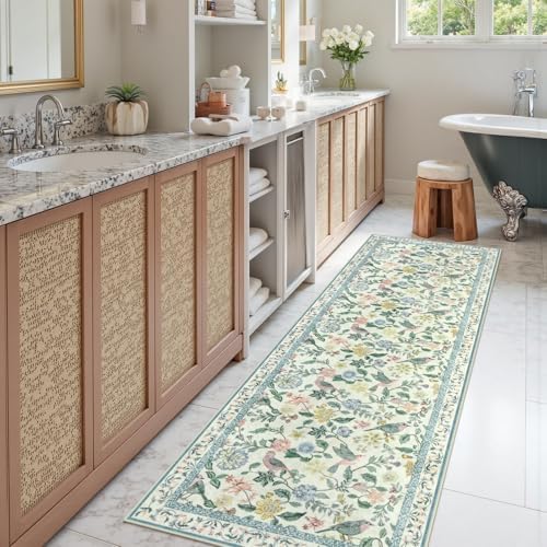 Rugalia Green Floral Runner Rug, 2x6 Washable Rug Runners - Image 5