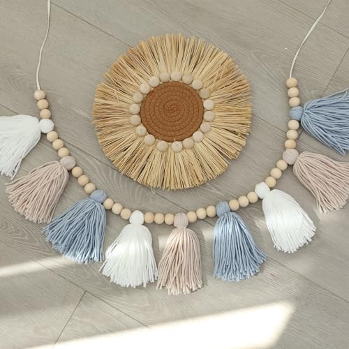 Boho Blue Tassel Garland Baby Boy Shower Decorations - Image 2