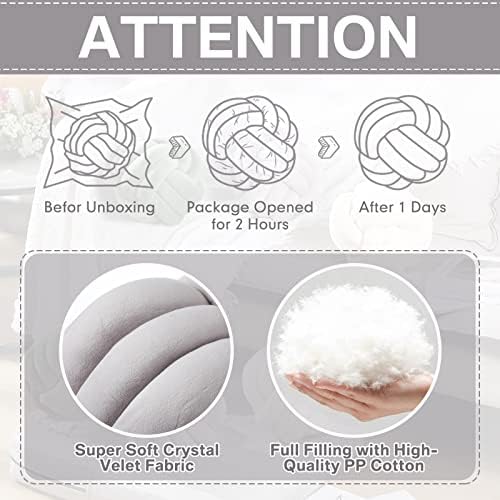 Namalu 10.6 Inches 2 Pcs Knot Pillow Decorative Throw Pillow, Light Gray - Image 5