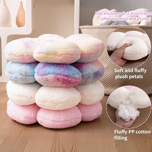 2 Pcs Flower Floor Pillow, Daisy Flower Shaped Pillows Set, Cute Preppy Room - Image 4