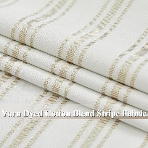 ZJDECOR Beige Striped Blackout Curtain Panels 95 Inch, Back Tab Rod Pocket - Image 5