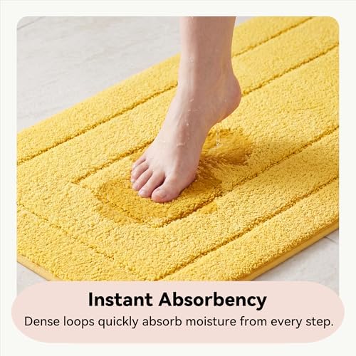 GRANNY SAYS Yellow Bathroom Runner Rug 59" x 24", Soft Microfiber Bath Mat - Image 3