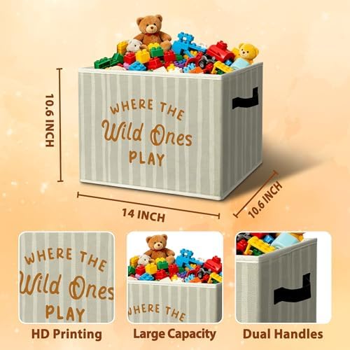 Rustic Where the Wild Ones Play Storage Bins Boxes - Image 3