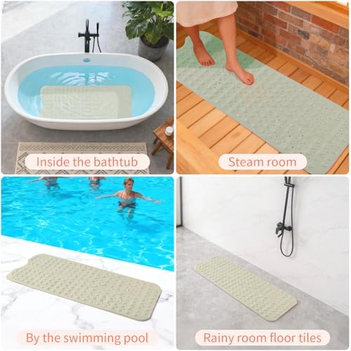 Anti-Slip Bathtub Shower Mat 40×16 Inch Opaque Khaki - Image 7