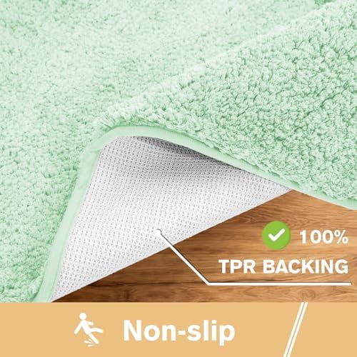 Polyester Bathroom Rug 20"x32" Light Green, Non-Slip Soft Bath Mat - Image 5