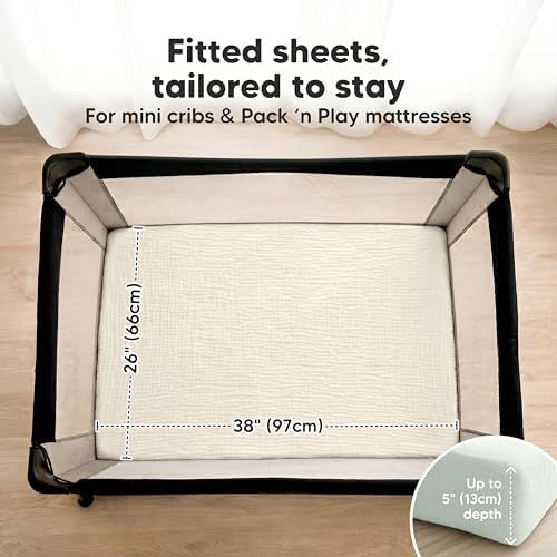 2pk Muslin Mini Crib Sheets for Boys, 38x26 Fitted Sheet - Image 3