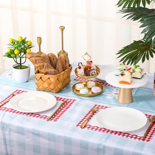 Eaasty 100 Pcs Disposable Red Gingham Paper Placemats Summer Checkered - Image 5