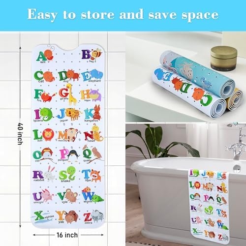 Secopad Bathtub Mat Non Slip, Cute Tub Mat, Alphabet and Animals - Image 5