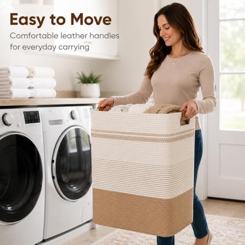 Laundry Hamper, Cotton Rope Laundry Basket - Image 4