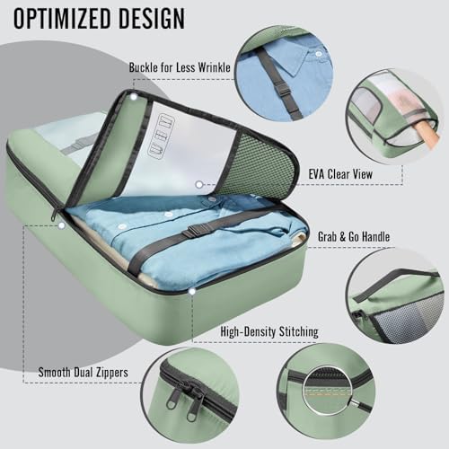 Veken 10 Set Packing Cubes for Travel Essentials, Anti-Wrinkle Buckled Suitcase - Image 4