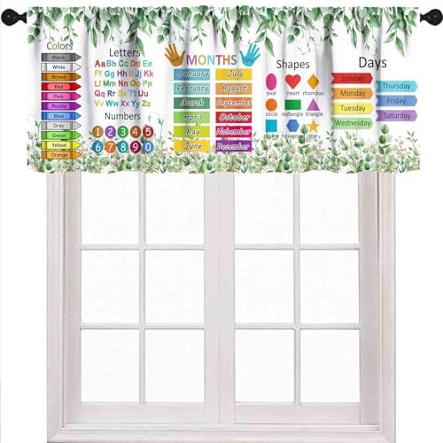 ABC Alphabet Classroom Window Valance, Rustic Green Eucalyptus Leaves Plant by Unknown