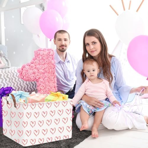 FXOLCSHE Rectangular Valentines Basket, baby Gift Baskets Empty, Heart Print - Image 4