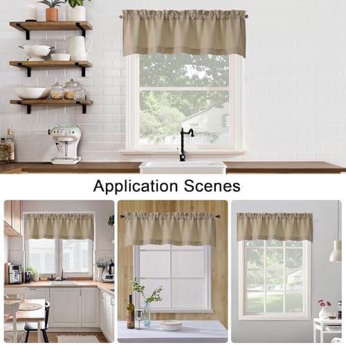 Chyhomenyc Camel Valance for Windows, Light Filtering Faux Linen Solid Short - Image 6