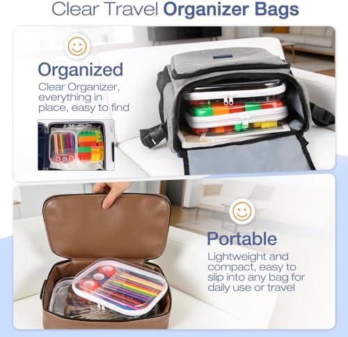Clear Hard Shell Zipper Case, 4 Pack Diaper Bag Organizer Pouches, Toiletry Bag - Image 4