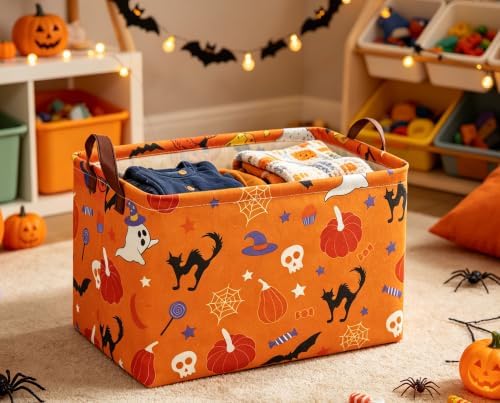 Halloween Basket Pumpkin Baskets Trick or Treat Basket Rectangular Storage Bin - Image 3