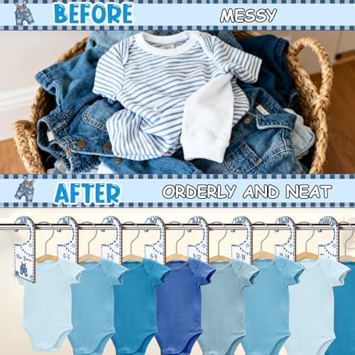Baby Closet Dividers 8PCS, Denim Themed Wooden Double-Sided Clothes Size - Image 3