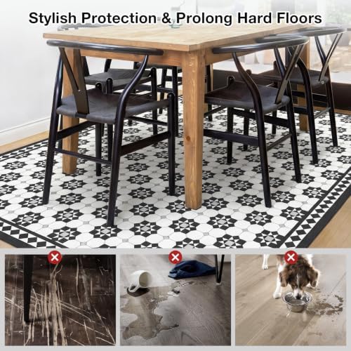 3' x 5' Waterproof Tile-Pattern Vinyl Hallway Runner Mat, Easy-Clean - Image 6
