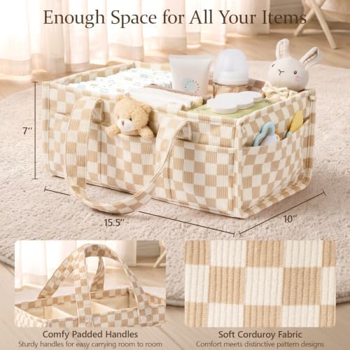 Corduroy Baby Diaper Caddy Organizer - Image 2