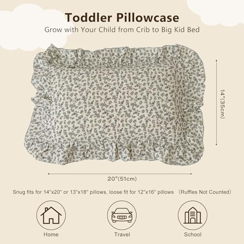 BuLuTu Blue Floral Muslin Pillowcase - Image 2
