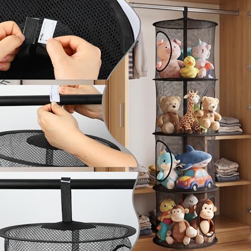Hanging Stuffed Animal Storage Hammock Net 4 Tiers - Image 4
