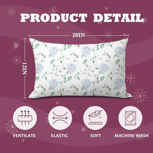 Hydrangea Floral 12x20 Pillow Cover, Aesthetic Flower Botanical Lumbar Pillow - Image 2