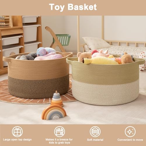 OIAHOMY 90L XXXLarge Blanket Basket Living Room Laundry Basket Jute&Black - Image 3