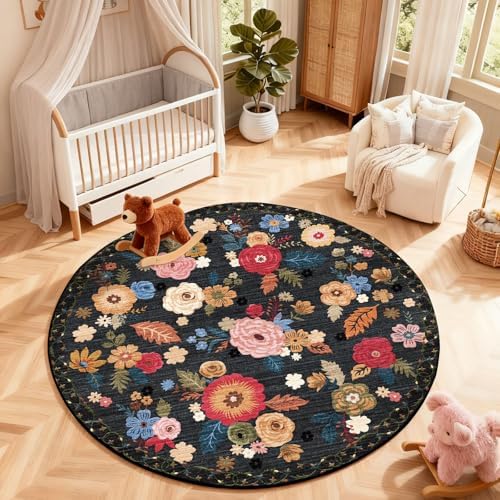 4ft Round Bedroom Rug Washable: Circle Rugs - Image 5