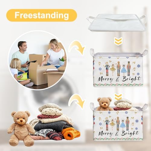 Christmas Storage Basket with Handles, Nursery Organization, Waterproof Toy Box - Image 3